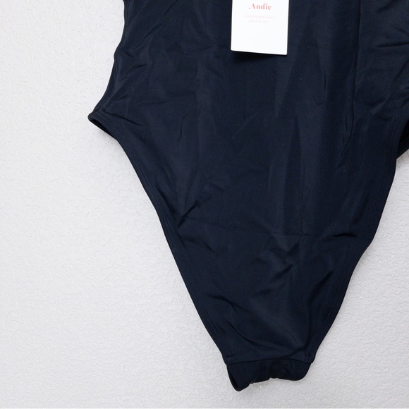 NWT Andie The Cheeky Amalfi One Piece M Black Swimsuit Eco Nylon Stretch Classic - Picture 8 of 9